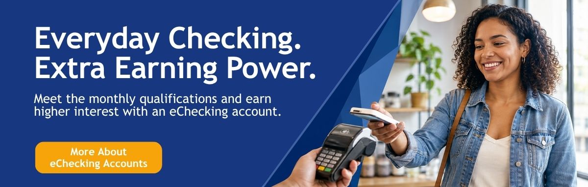 woman paying with her eChecking debit card at a store