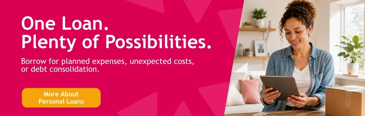 woman looking at personal loans on her tablet at home